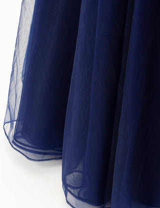 TWEED DRESS(ツイードドレス)のダークネイビーロングドレス・チュール｜TW1918-DNYのスカート裾拡大画像です。