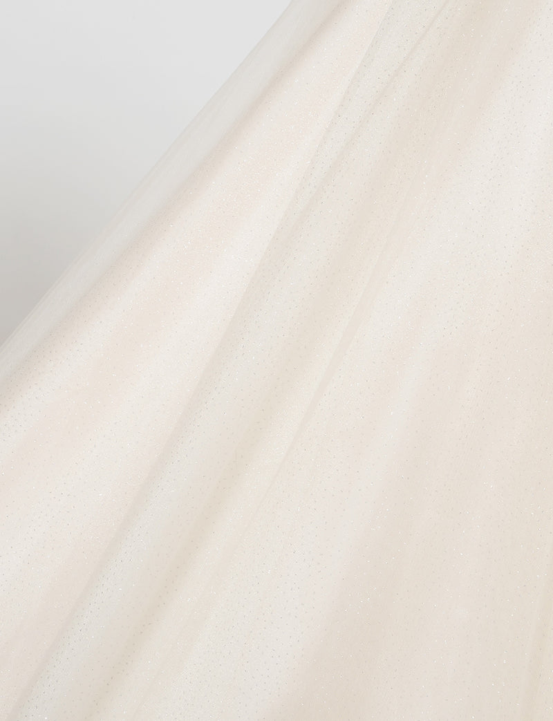 TWEED DRESS(ツイードドレス)のシャンパンゴールドロングドレス・チュール｜TW1920-CGDのスカート生地拡大画像です。