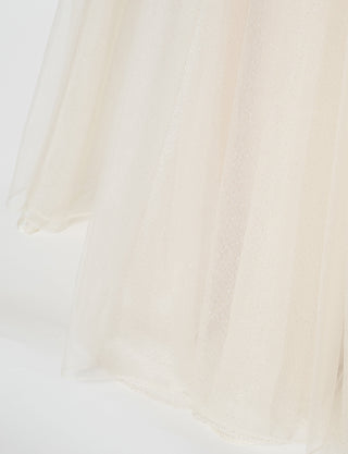 TWEED DRESS(ツイードドレス)のシャンパンゴールドロングドレス・チュール｜TW1920-CGDのスカート裾拡大画像です。