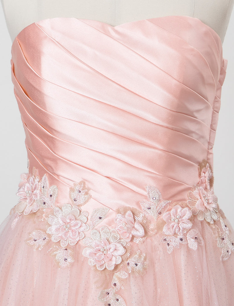 TWEED DRESS(ツイードドレス)のシェルピンクロングドレス・チュール｜TW1920-SHPKのトルソー上半身正面画像です。