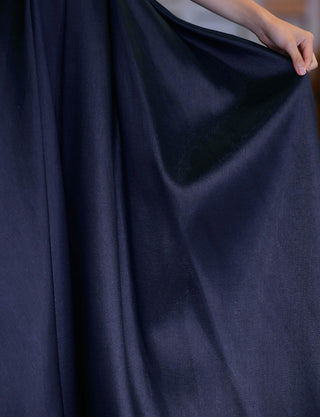 TWEED DRESS(ツイードドレス)のダークネイビーロングドレス・サテン｜TW1922-DNYのスカート拡大画像です。