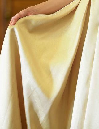 TWEED DRESS(ツイードドレス)のゴールドロングドレス・サテン｜TW1922-GDのスカート拡大画像です。