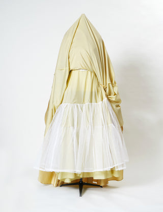 TWEED DRESS(ツイードドレス)のゴールドロングドレス・サテン｜TW1922-GDのスカートパニエ画像です。