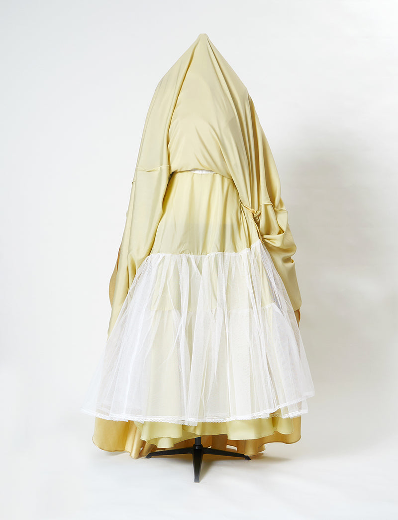 TWEED DRESS(ツイードドレス)のゴールドロングドレス・サテン｜TW1922-GDのスカートパニエ画像です。