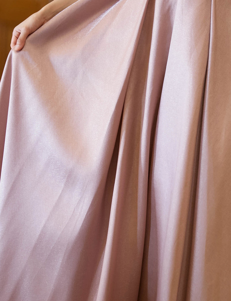 TWEED DRESS(ツイードドレス)のピンクゴールドロングドレス・サテン｜TW1922-PKGDのスカート拡大画像です。
