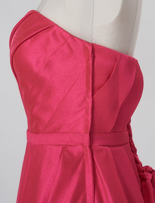 TWEED DRESS(ツイードドレス)のレッドピンクロングドレス・サテン｜TW1922-RDPKのトルソー上半身側面画像です。