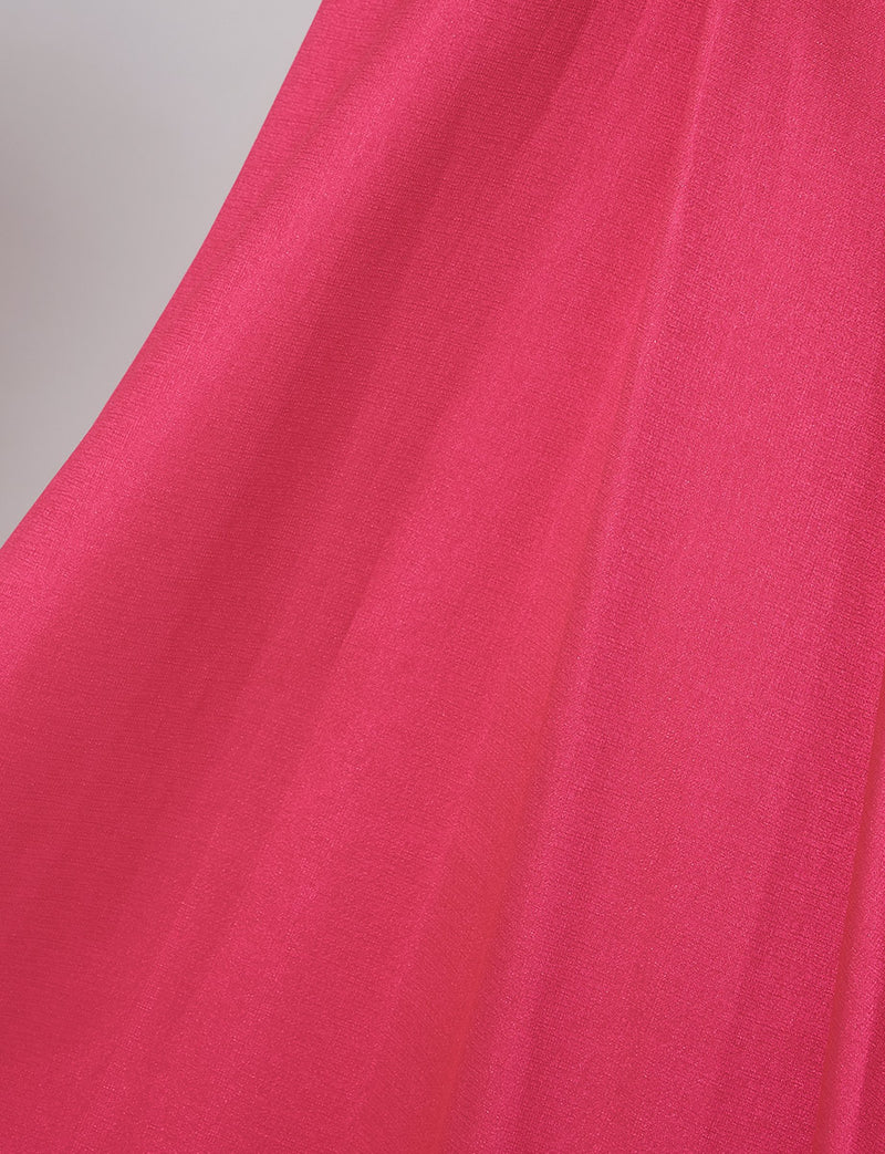 TWEED DRESS(ツイードドレス)のレッドピンクロングドレス・サテン｜TW1922-RDPKのスカート生地拡大画像です。