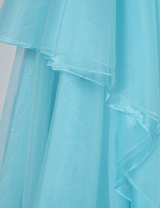 TWEED DRESS(ツイードドレス)のターコイズロングドレス・チュール｜TW1924-TQのスカート生地拡大画像です。
