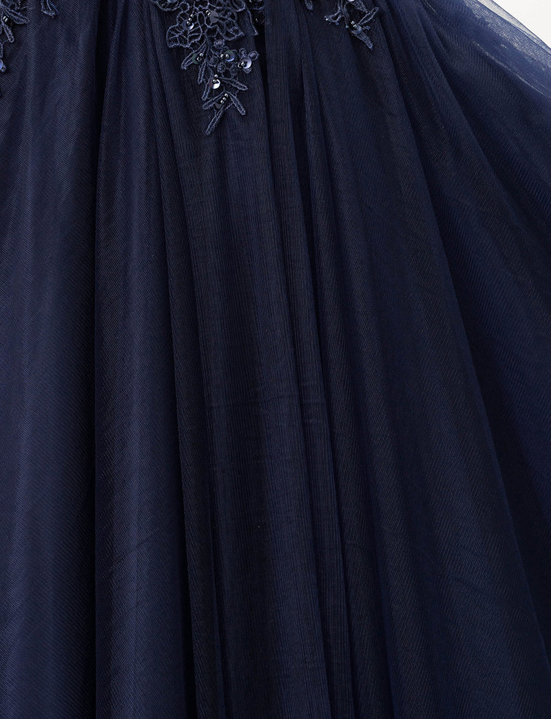TWEED DRESS(ツイードドレス)のダークネイビーロングドレス・チュール｜TW1925-DNYのスカート裾拡大画像です。