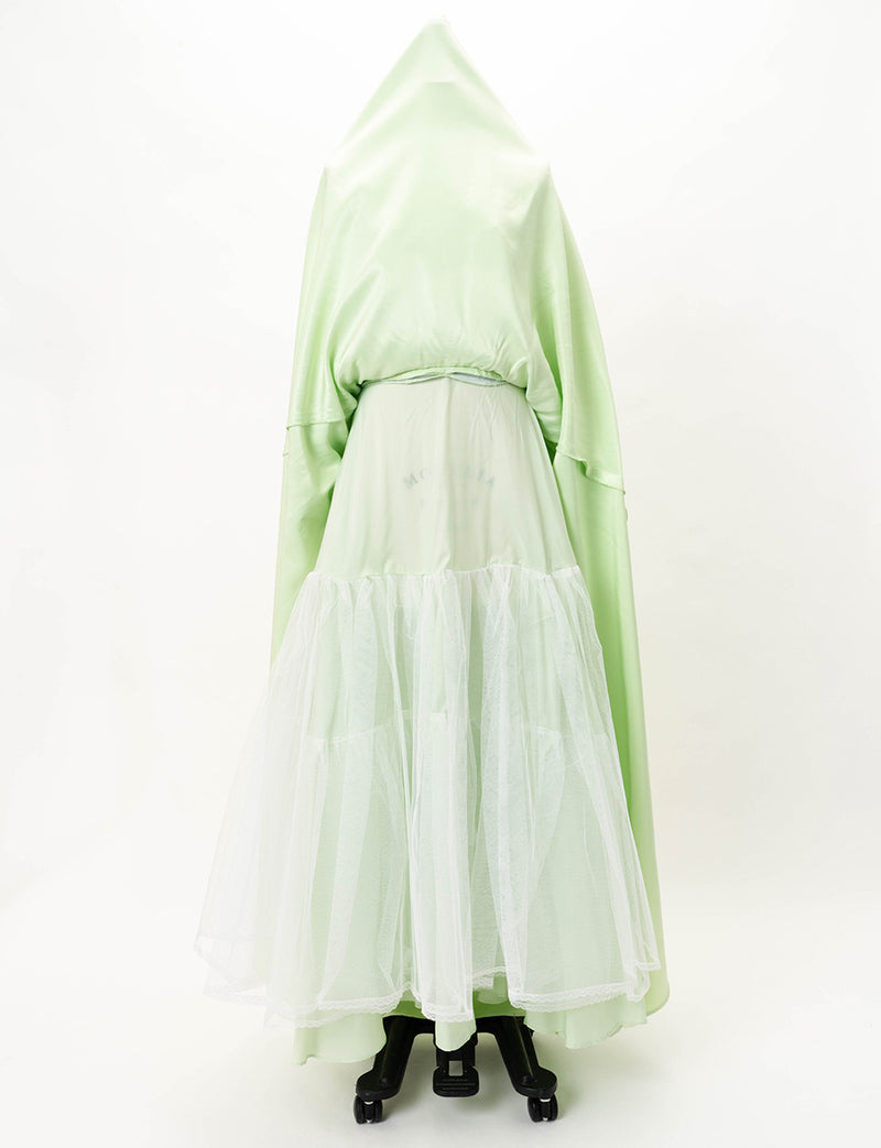 TWEED DRESS(ツイードドレス)のペールグリーンロングドレス・チュール｜TW1925-PGNのスカートパニエ画像です。