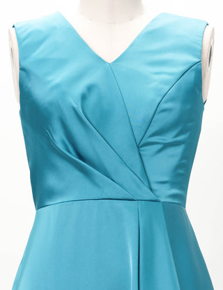 TWEED DRESS(ツイードドレス)のブルーグリーンロングドレス・サテン｜TW1932-BLGNのトルソー上半身正面画像です。