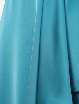 TWEED DRESS(ツイードドレス)のブルーグリーンロングドレス・サテン｜TW1932-BLGNのスカート裾拡大画像です。