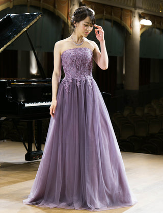 TWEED DRESS(ツイードドレス)のパープルレインロングドレス・グラデーションチュール｜TW1937-PERNの全身正面画像です。
