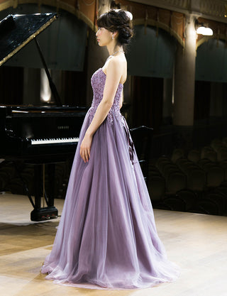 TWEED DRESS(ツイードドレス)のパープルレインロングドレス・グラデーションチュール｜TW1937-PERNの全身側面画像です。