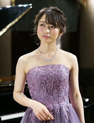 TWEED DRESS(ツイードドレス)のパープルレインロングドレス・グラデーションチュール｜TW1937-PERNの上半身正面画像です。