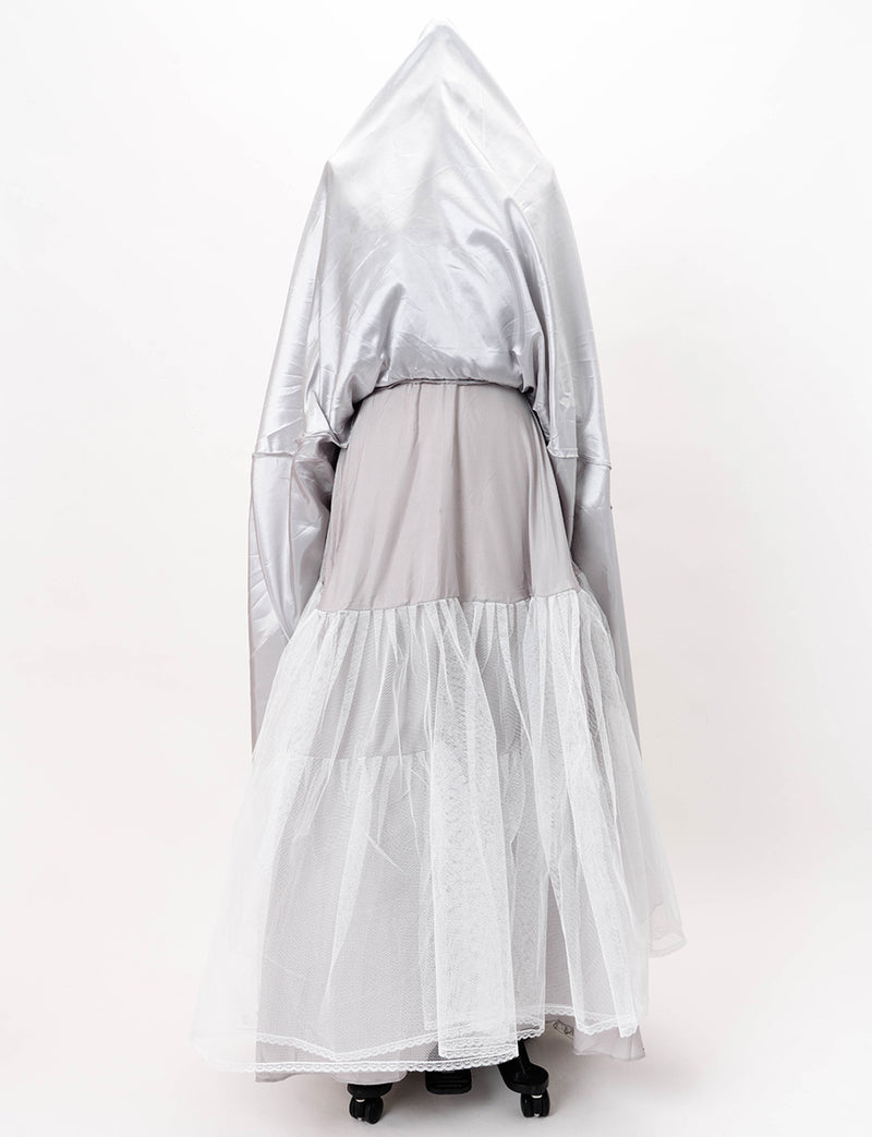 TWEED DRESS(ツイードドレス)のシルバーグレーロングドレス・チュール｜TW1938-SGYのスカートパニエ画像です。