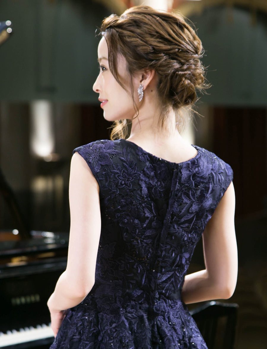 TWEED DRESS ツイードドレス　演奏会ドレス　ロングドレス　ネイビー ダークネイビー ステージドレス・演奏会ドレスにお薦めロング