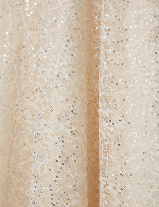 TWEED DRESS(ツイードドレス)のシャンパンゴールドロングドレス・チュール｜TW1942-CGDのスカート生地拡大画像です。