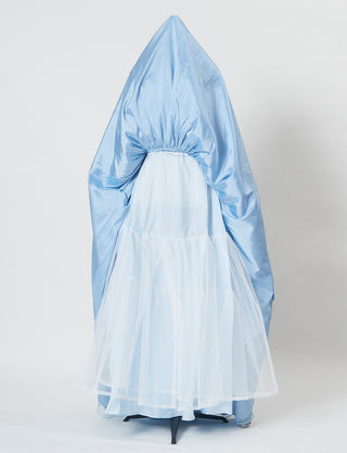 TWEED DRESS(ツイードドレス)のブルーグレーロングドレス・チュール｜TW1944-BLGYのスカートパニエ画像です。