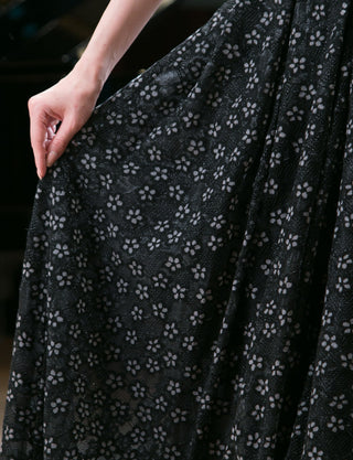 TWEED DRESS(ツイードドレス)のブラックロングドレス・チュール｜TW1947-BKのスカート拡大画像です。