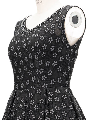 TWEED DRESS(ツイードドレス)のブラックロングドレス・チュール｜TW1947-BKのトルソー上半身斜め画像です。