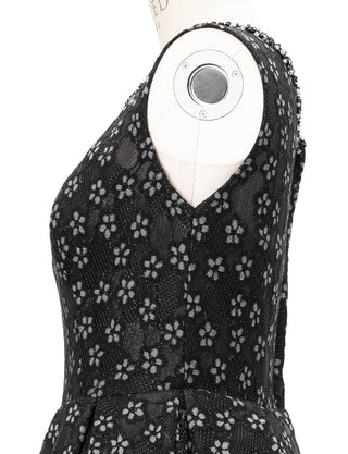 TWEED DRESS(ツイードドレス)のブラックロングドレス・チュール｜TW1947-BKのトルソー上半身側面画像です。