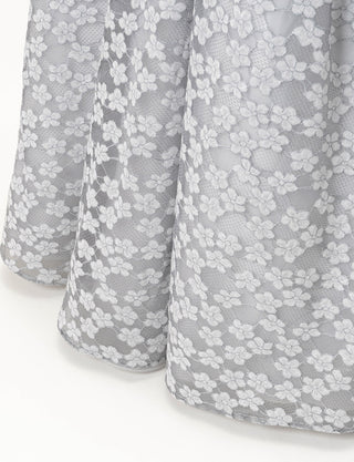 TWEED DRESS(ツイードドレス)のペールグレーロングドレス・チュール｜TW1947-PGYのスカート裾拡大画像です。