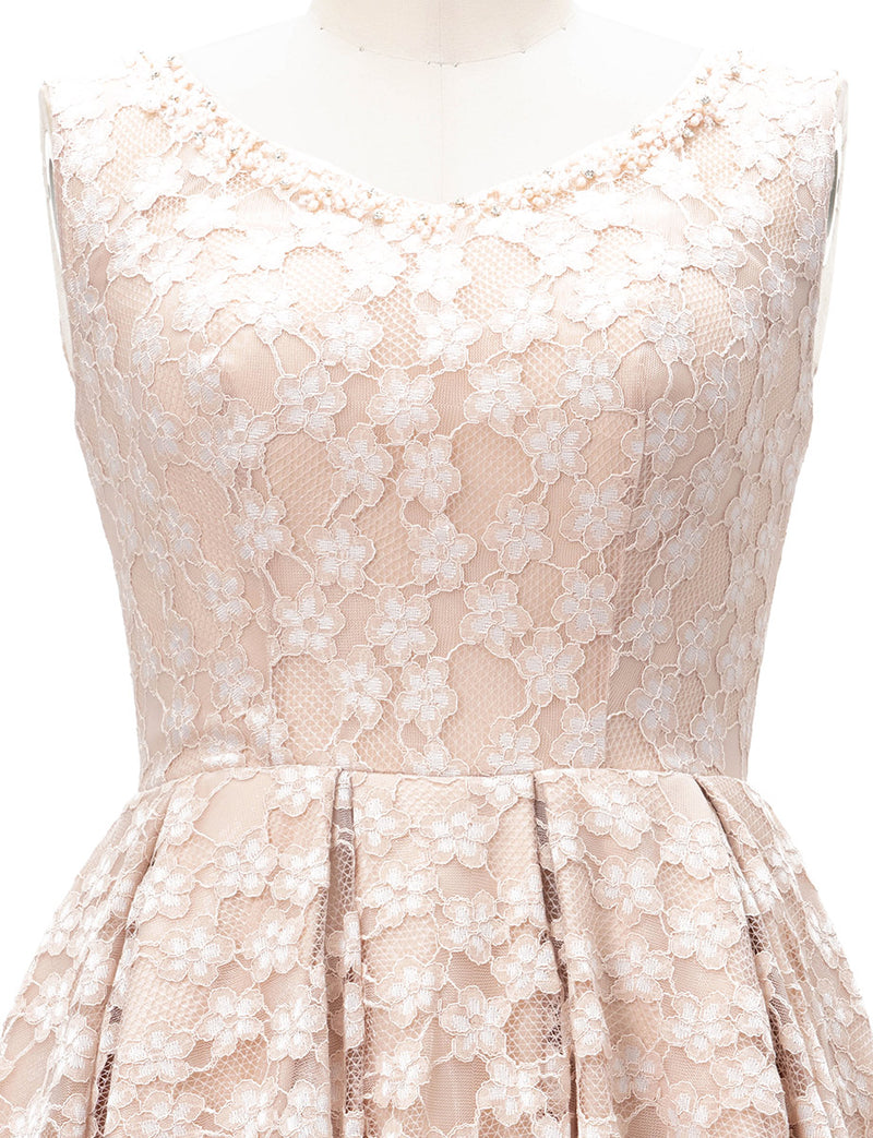TWEED DRESS(ツイードドレス)のピンクベージュロングドレス・チュール｜TW1947-PKBEのトルソー上半身正面画像です。