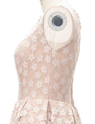 TWEED DRESS(ツイードドレス)のピンクベージュロングドレス・チュール｜TW1947-PKBEのトルソー上半身側面画像です。