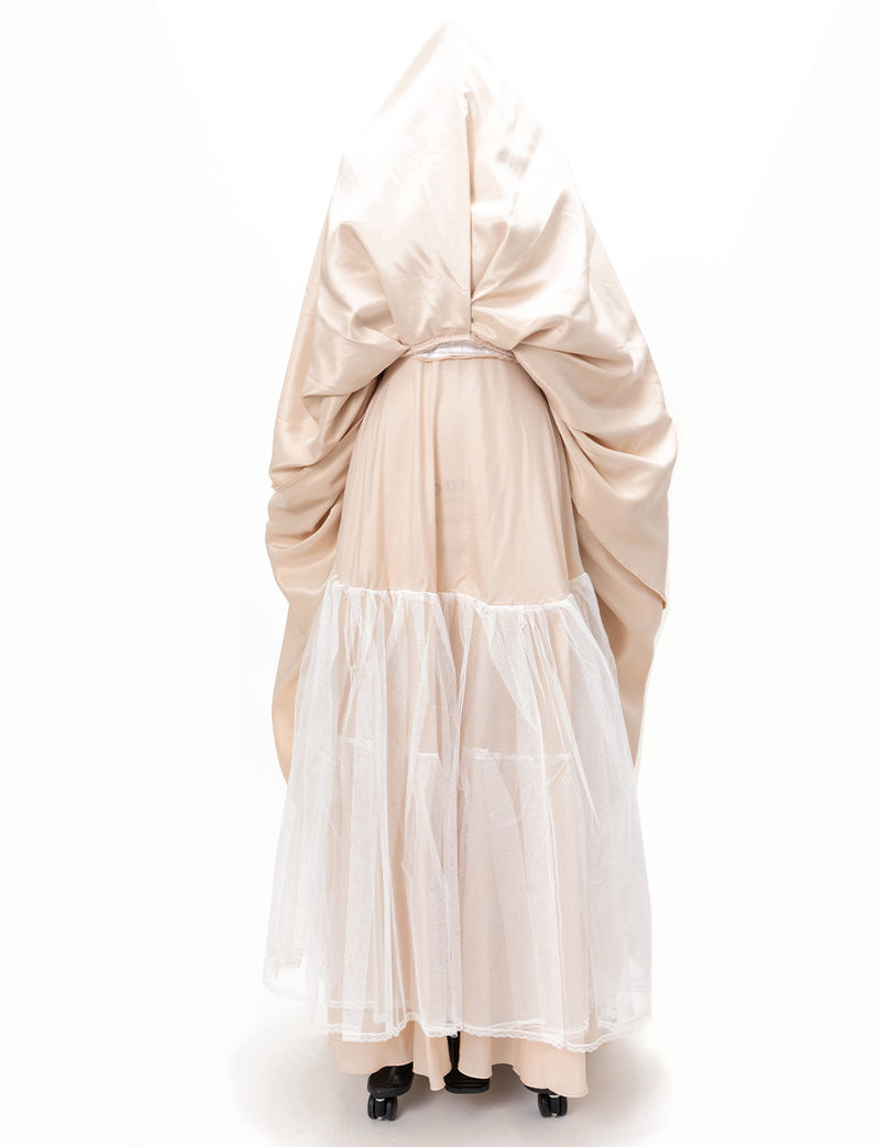 TWEED DRESS(ツイードドレス)のピンクベージュロングドレス・チュール｜TW1947-PKBEのスカートパニエ画像です。