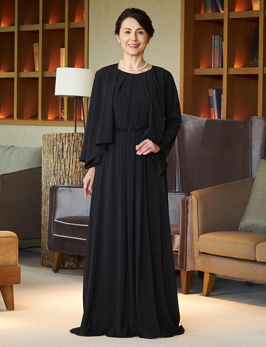 マザーズドレス・結婚式 母親ドレス MD0226-BK 黒 アンサンブル|新郎