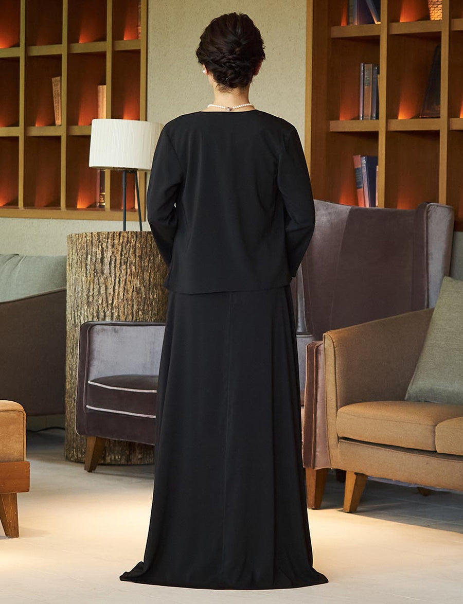 マザーズドレス・結婚式 母親ドレス MD0226-BK 黒 アンサンブル|新郎