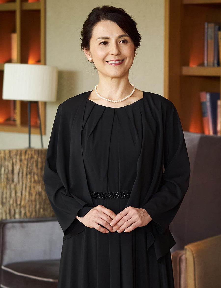 マザーズドレス・結婚式 母親ドレス MD0226-BK 黒 アンサンブル|新郎