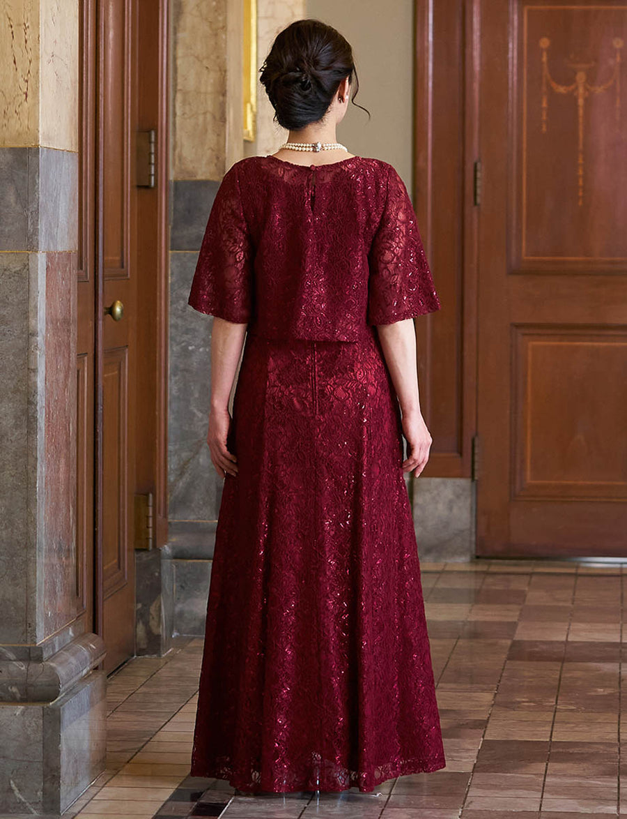 【コロ】TWEED DONNA 結婚式母親ドレス マザーズドレス 結婚式 母親ドレス グレー・マザーズドレス長袖 袖付き MD0404