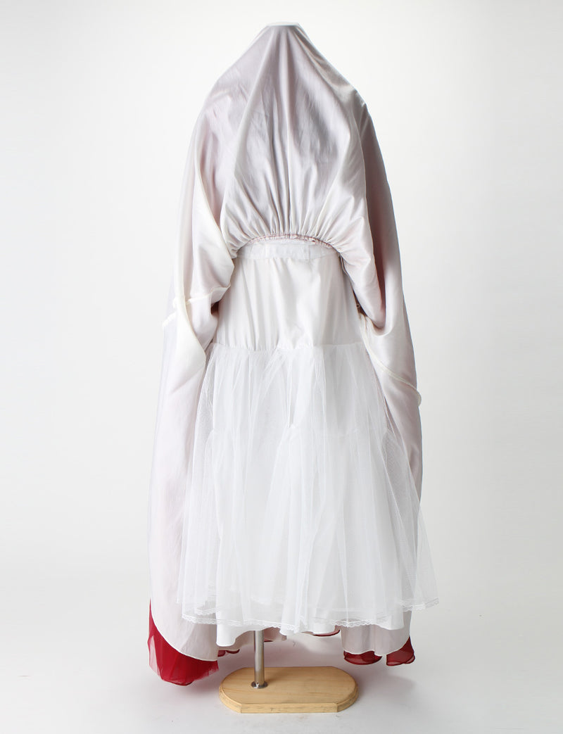 TWEED DRESS(ツイードドレス)のダークレッドロングドレス・オーガンジー｜TM1687-DRDのスカートパニエ画像です。