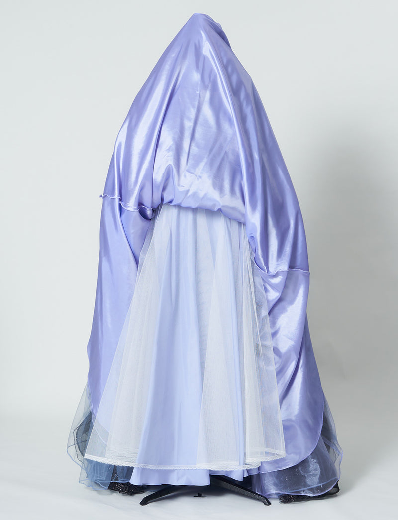 TWEED DRESS(ツイードドレス)のブルーグレーロングドレス・チュール｜TN2030-BLGYのスカートパニエ画像です。