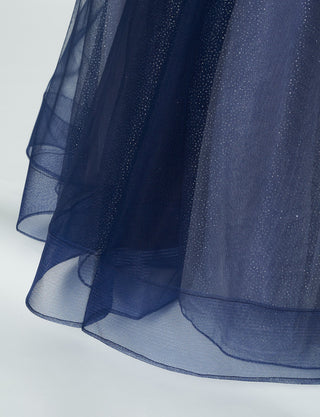 TWEED DRESS(ツイードドレス)のダークネイビーロングドレス・チュール｜TN2030-DNYのスカート裾拡大画像です。