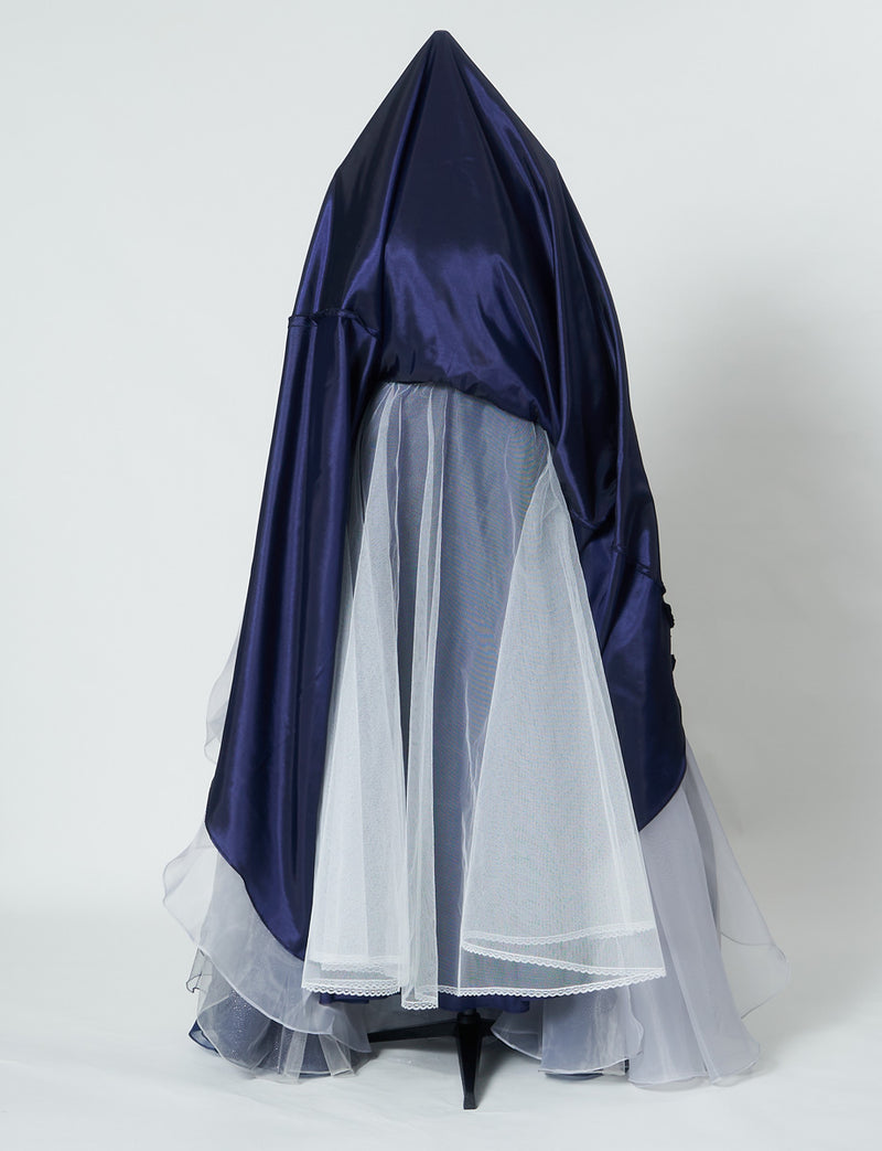 TWEED DRESS(ツイードドレス)のダークネイビーロングドレス・チュール｜TN2030-DNYのスカートパニエ画像です。
