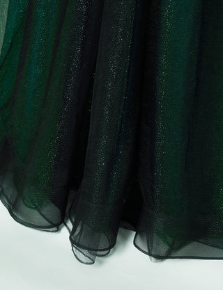 TWEED DRESS(ツイードドレス)のグリーンロングドレス・チュール｜TN2030-GNのスカート裾拡大画像です。