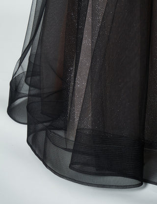 TWEED DRESS(ツイードドレス)のピンクベージュロングドレス・チュール｜TN2030-PKBEのスカート裾拡大画像です。