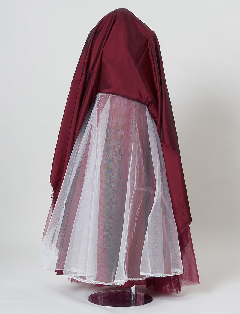 TWEED GIRL(ツイードガール)のワインレッドロングドレス・スパンコールチュール｜TWJ9101-WRDのスカートパニエ画像です。