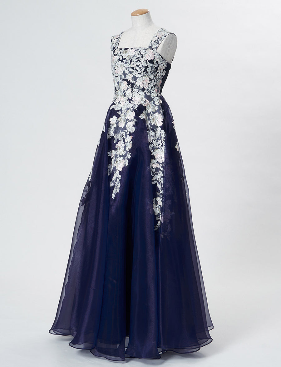 ジュニア 演奏会ドレス・中学生 ピアノ発表会にお薦めネイビーロング